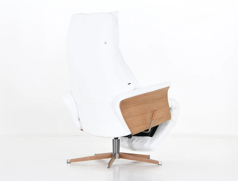 Veke Aava Lux Mekanismituoli Valkoinen 7016 Nahka, Original-wood Jalka - Image 6