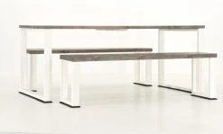 Veke Honka 6-hengen Ruokailuryhmä Harmaa/valkoinen Metallijaloilla